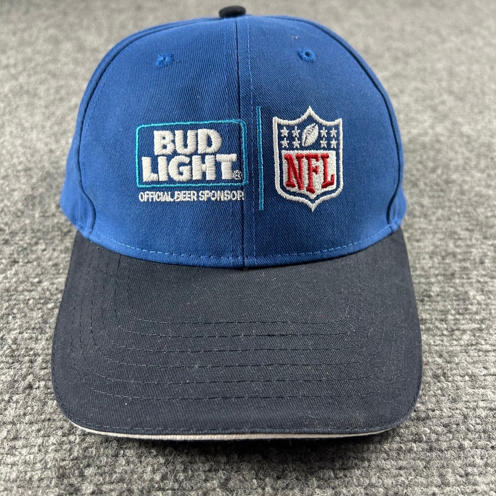 Bud Light NFL Hat Mens OSFM Blue Black Snapback Official Beer Sponsor Cap